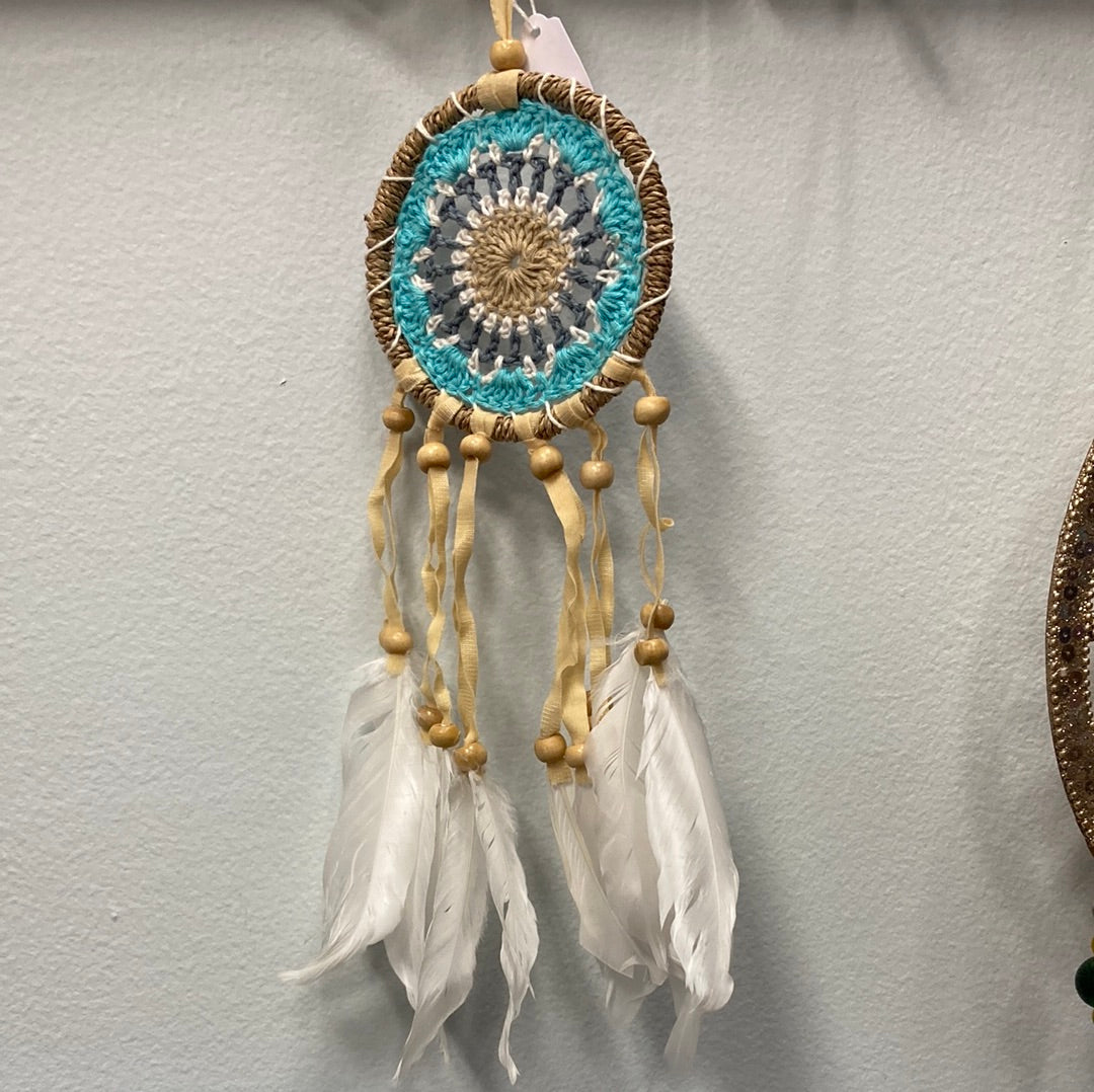 Turquoise, & Blue Pastel Dreamcatcher Cotton 3.75" W