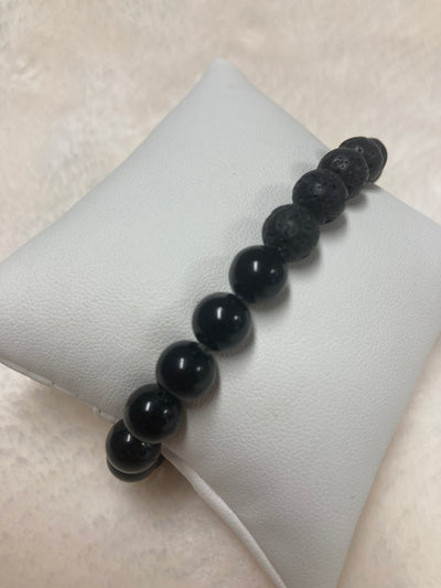 Obsidian & Lava Bracelet 8mm