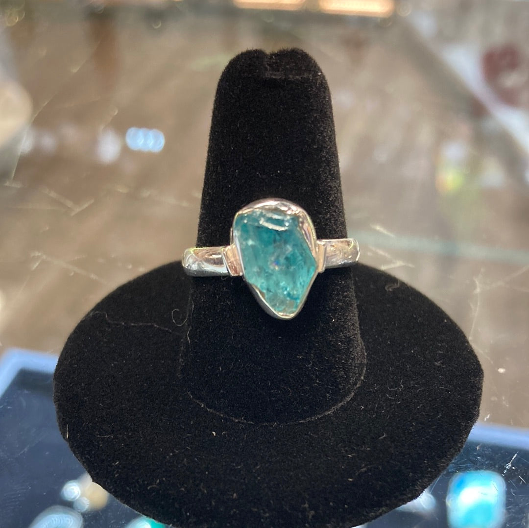 Apatite Raw Ring Sz8.5-925 Sterling Silver