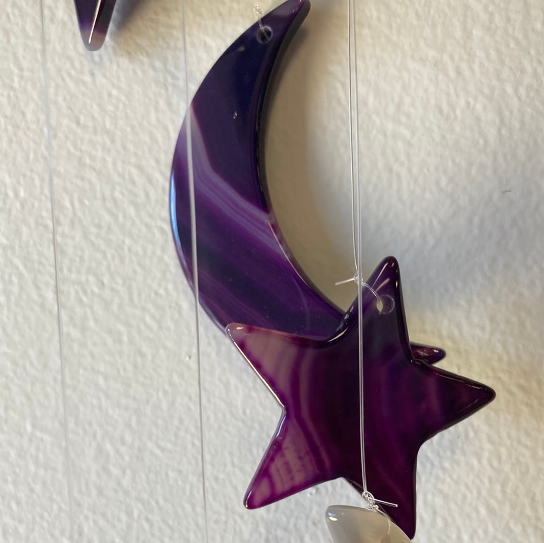 Purple Agate Star & Moon Wind Chime