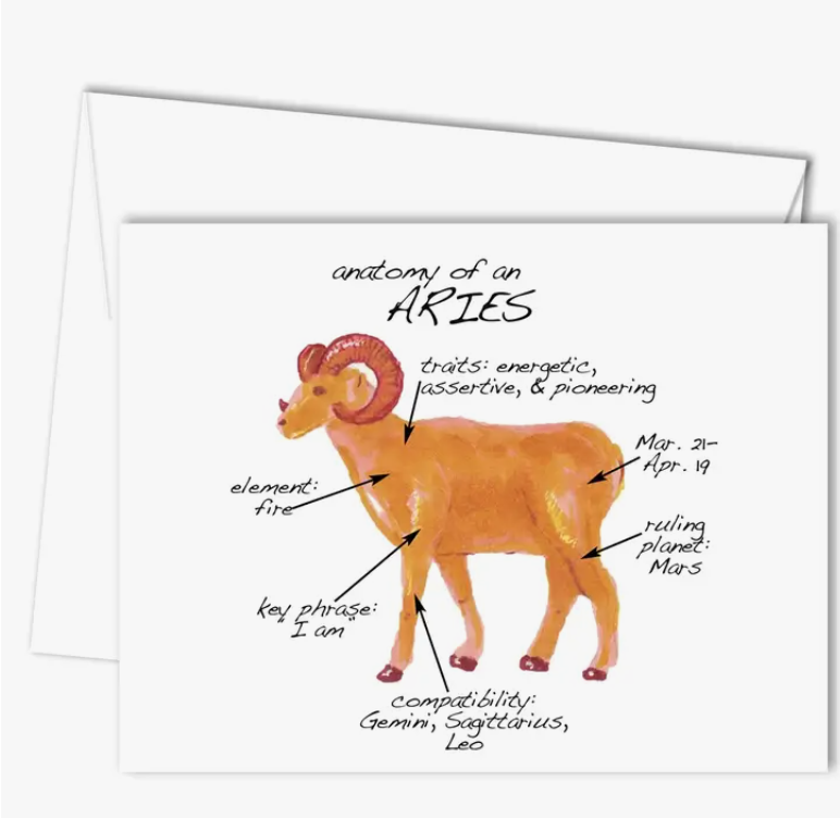 Aries Greeting/Birthday Card, Blank Inside