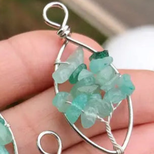 Aventurine Chips Tree of Life and Eye shaped Pendant