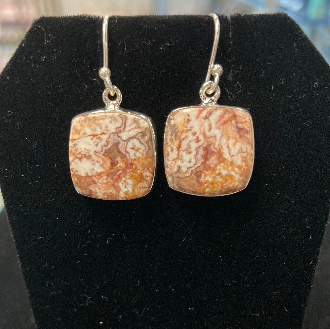 Rosetta Jasper Square Dangle Earrings SS .5"L