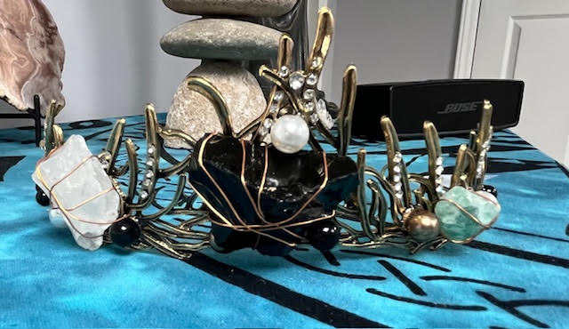 Black Obsidian Crystal Quartz Crown Tiara