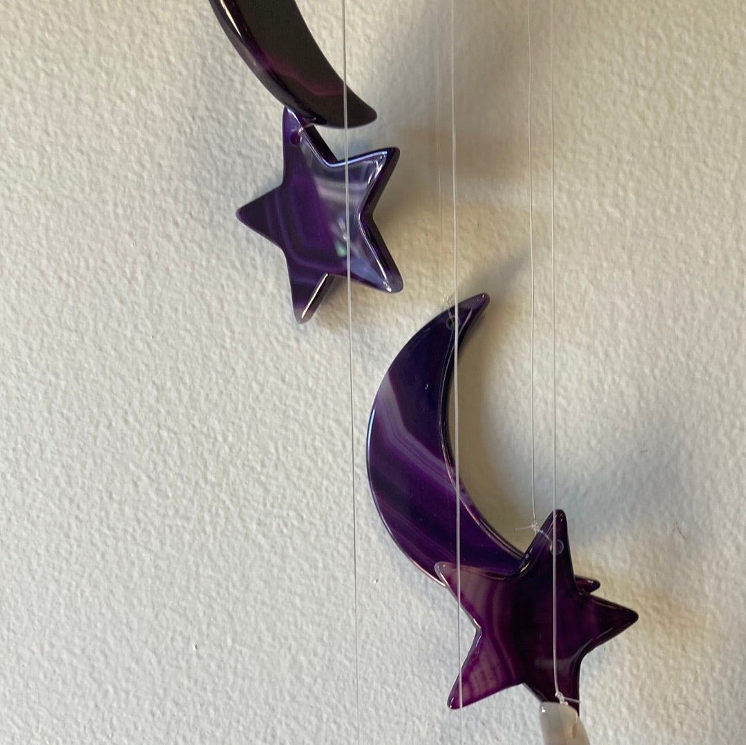 Purple Agate Star & Moon Wind Chime
