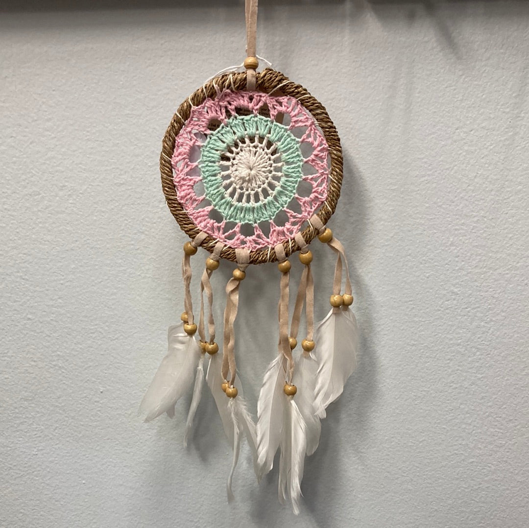 Green, & Pink Pastel Dreamcatcher Cotton 4.5" W