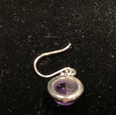 Amethyst Round Dangle Earrings SS