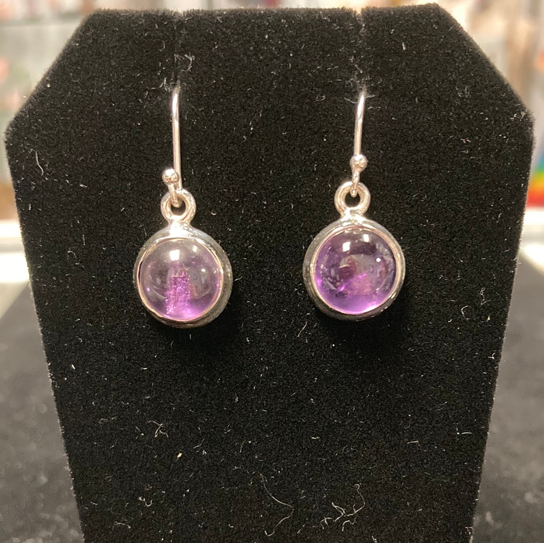 Amethyst Round Dangle Earrings SS