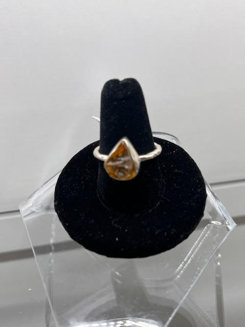 8-Citrine Raw Shape Sterling Silver Ring Size 8