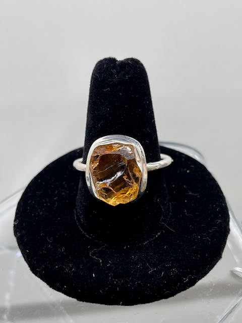 8-Citrine Raw Shapes Sterling Silver Ring Size 8