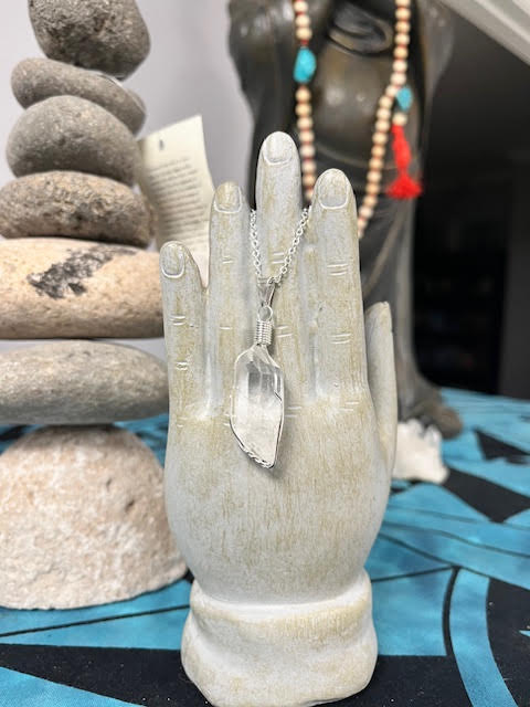 Crystal Point Wire Wrapped Necklace Sterling Silver