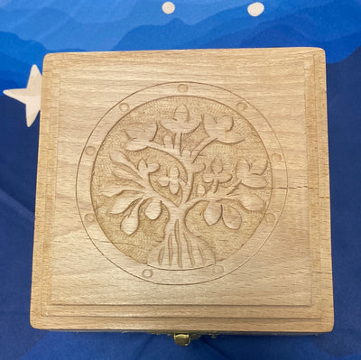 5" Tree of Life Wood Carved Box w/ Latch