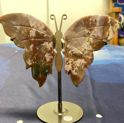 4" Ocean Jasper Butterfly On Stand (T-37)