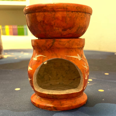 Orange Soapstone Incense/Oil Burner 3.25"