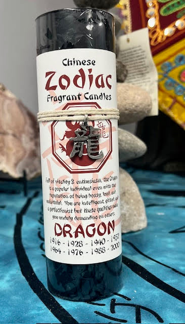 Dragon Chinese Zodiac Candle Scented with Pewter Pendant Charm