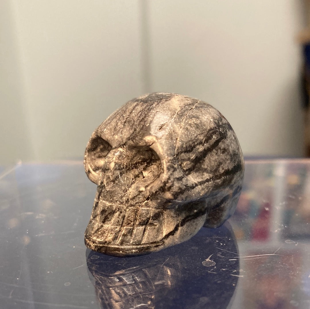 1" Spiderweb Jasper Carved Skull