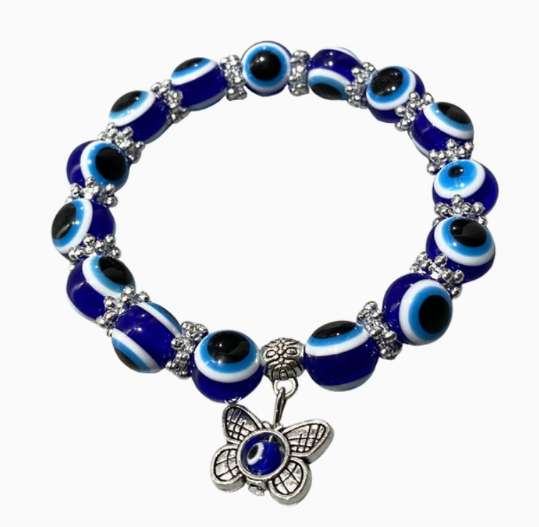 Evil Eye Bracelet w/ Butterfly Charm