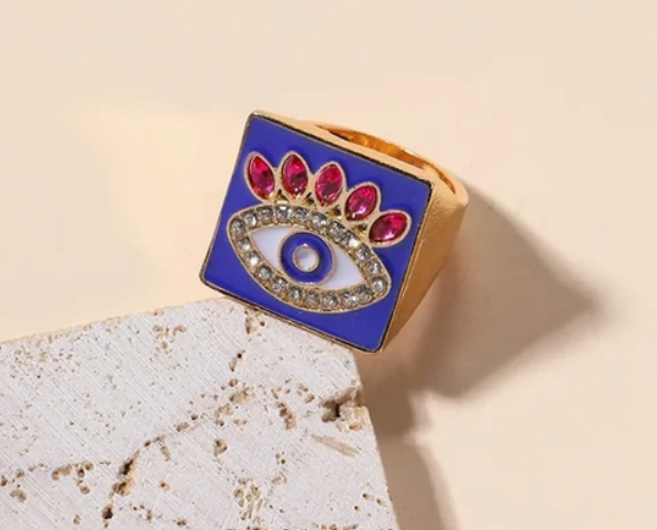 Evil Eye Rectangular Ring