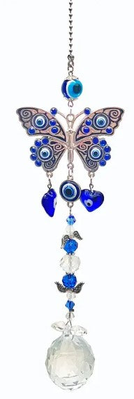 Evil Eye Butterfly Suncatcher with Crystal Prism
