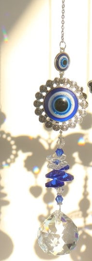 Evil Eye Suncatcher with Crystal Prism (Round)