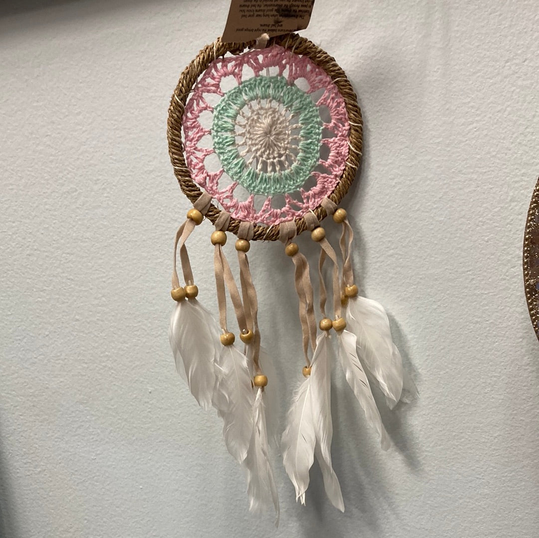 Green, & Pink Pastel Dreamcatcher Cotton 4.5" W