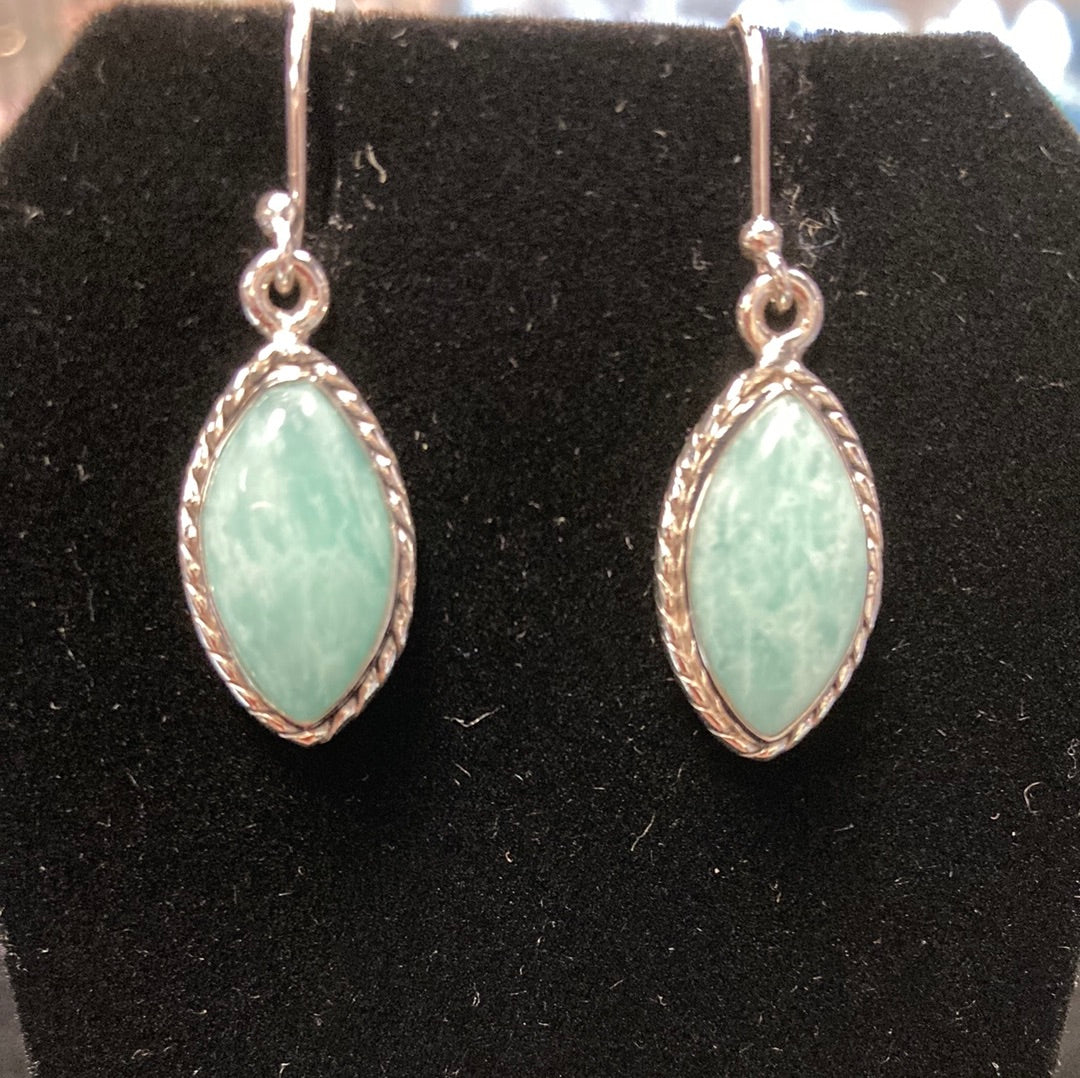 Amazonite Oval Dangle Earrings SS