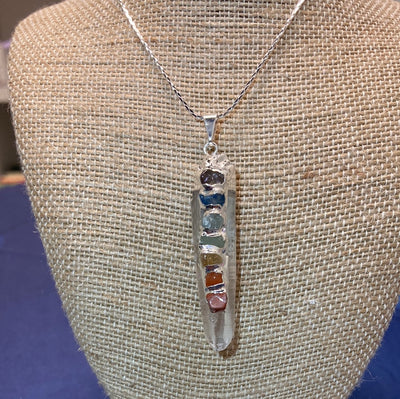 Lemurian Point w/ Chakra Crystals Necklace