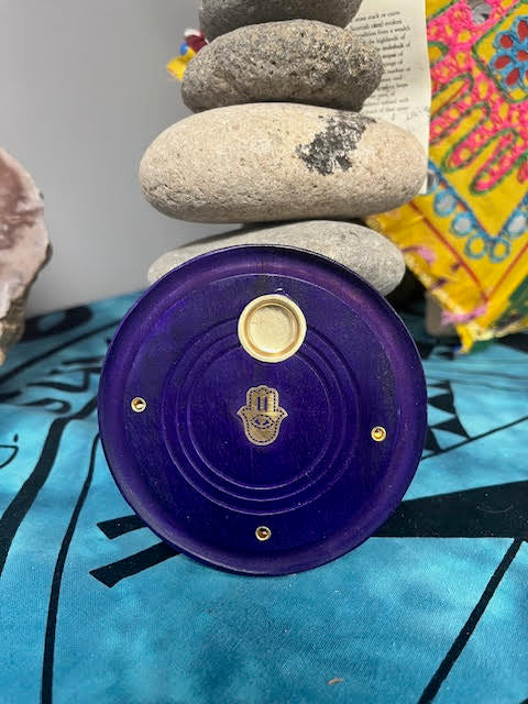 Hamsa Round Purple Incense/Cone Ash Catcher