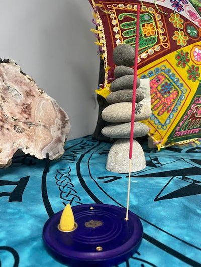 Hamsa Round Purple Incense/Cone Ash Catcher