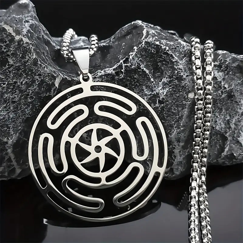 Silver-Hecate Wheel Pendant Necklace