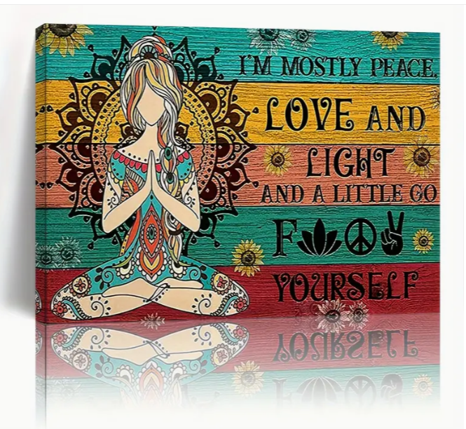 I'm Mostly Peace, Love, & Light Wood Framed 11.8" x 15.7"