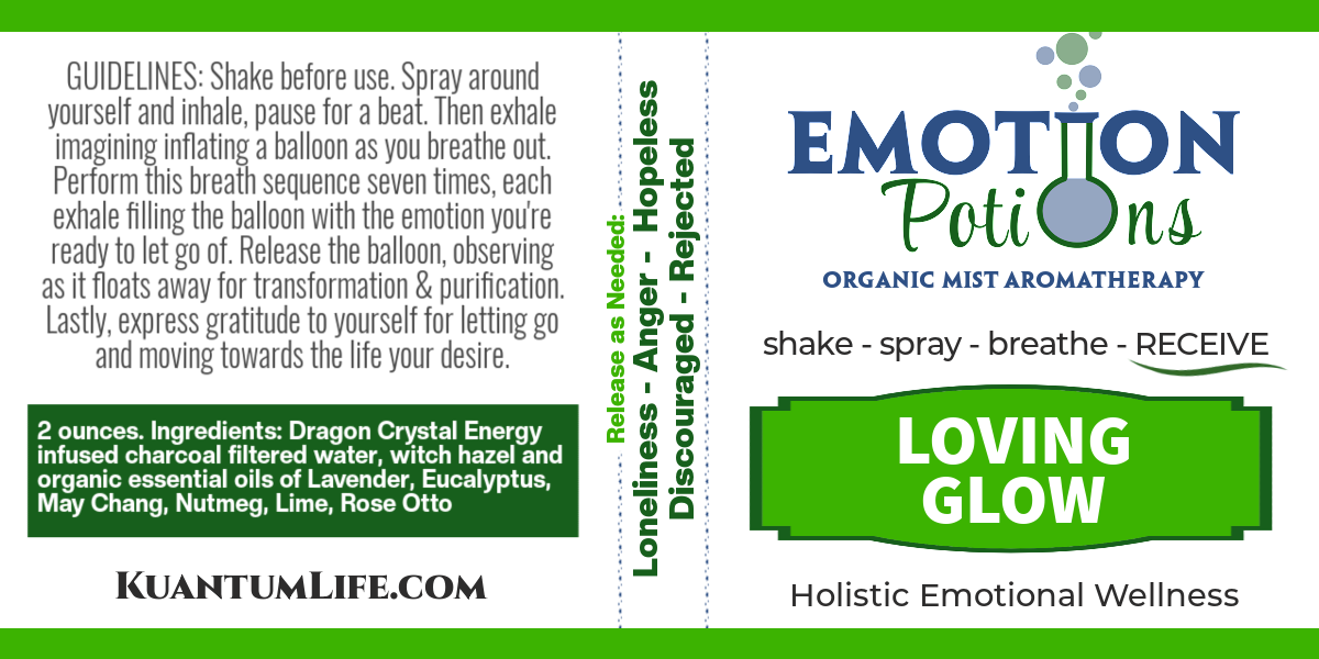 LOVING GLOW Emotion Potions Aromatherapy Mist to release Loneliness, Anger, Fear, Hopelessness, Discouragement
