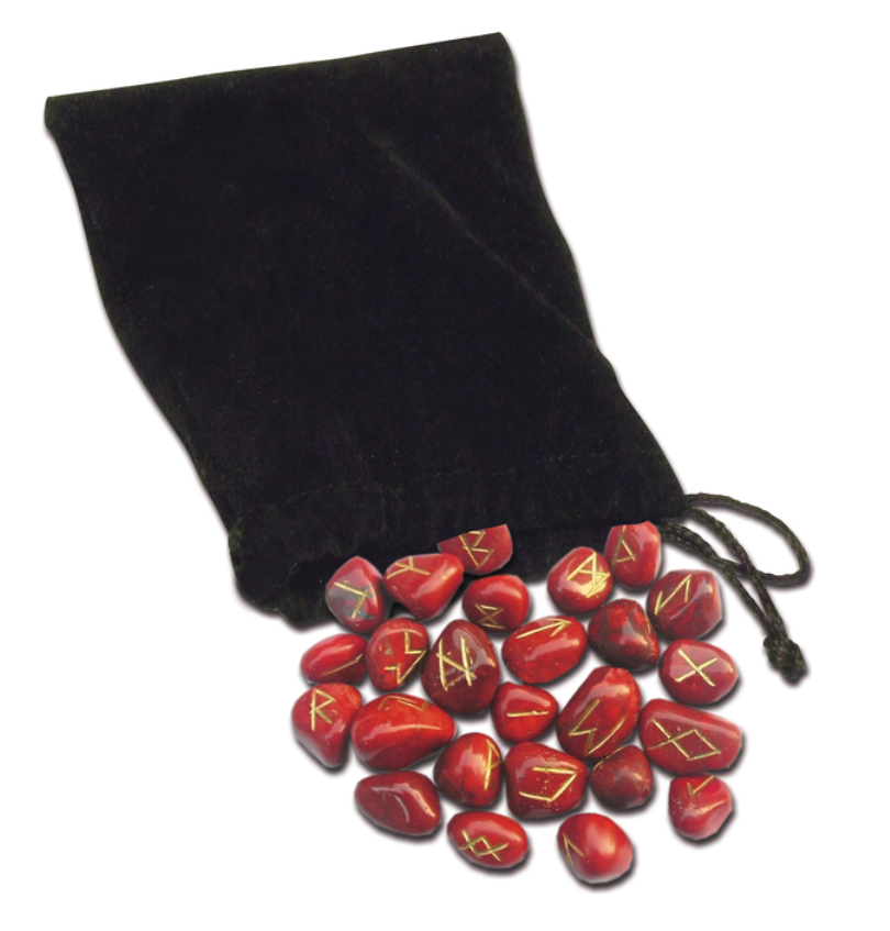 Red Jasper Runes Set 25 Pieces w/ Velvet Bag