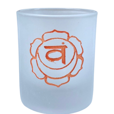 Sacral Chakra Etched Glass Votive Holder