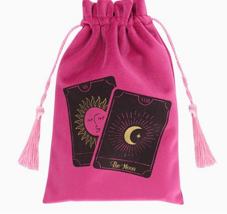 Pink The Moon Tarot Card Drawstring Pouch Bag