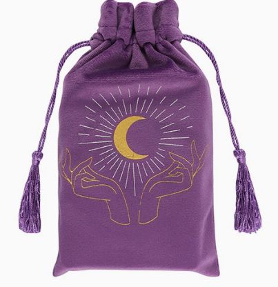 Purple Moon Hands Tarot Card Drawstring Pouch Bag