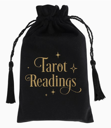 Black Tarot Card Drawstring Pouch Bag