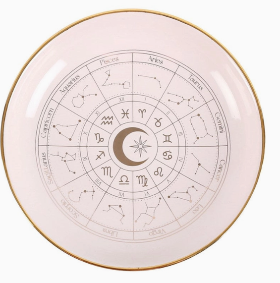 White Astrology Wheel Trinket Dish