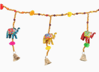 Elephant Hanging Garland with Beads and Bells