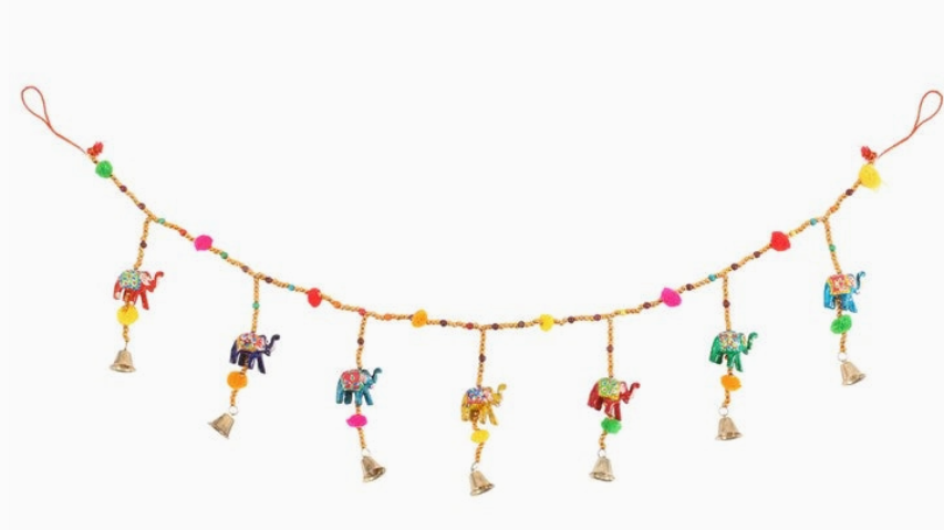 Elephant Hanging Garland with Beads and Bells