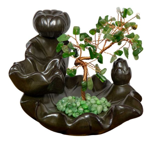 Ceramic Backflow Incense Holder - Nephrite Jade Gem Tree