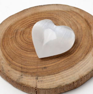 1.75" Heart Selenite Carved Natural Crystal Cleansing