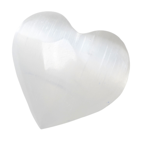 1.75" Heart Selenite Carved Natural Crystal Cleansing