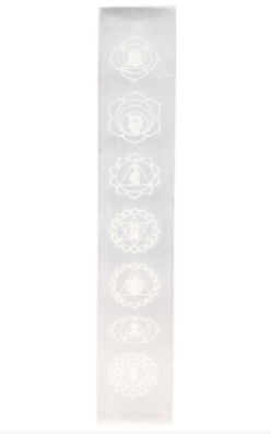 7.75" Selenite Seven Chakra Etched Charging Cleansing Plate