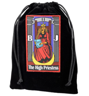 High Priestess Embroidered Tarot Tarot Card Pouch Bag Pull String 5x7"