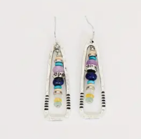 Bohemian Gemstone Beaded Pendant Earrings
