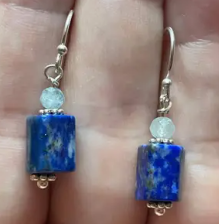 Natural Lapis Lazuli Cut Bead Earrings