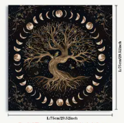 29" Square Tablecloth - Life Tree Element Tarot Card Altar Cloth