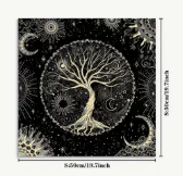 19" Square Tablecloth - Life Tree Element Tarot Card Altar Cloth