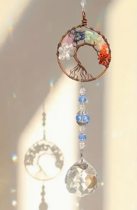 Metal Tree of Life with Chakra Beads Prism Suncatcher